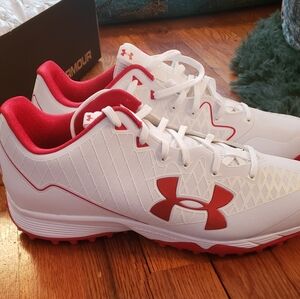 Under Armour Red and White Sports Shoes